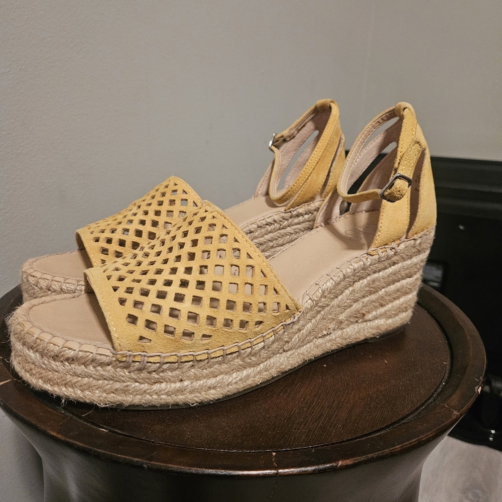 Yellow Espadrille Wedge Sandals